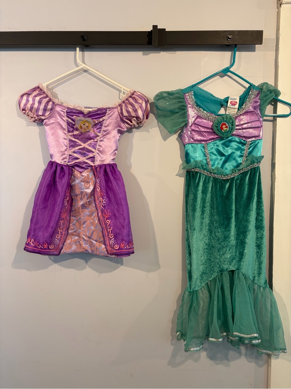 Disney Purple Rapunzel and Teal Ariel Kids Costume Dress Set
